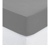 Atmosphera - Drap-Housse en Coton - Gris - Bonnet H30cm - 160x200 cm