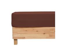 Atmosphera - Drap Housse Flora Gaze de Coton Marron 140x190cm