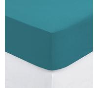 Drap-housse ""Carina"" en coton bleu canard 160x200cm - Atmosphera Créateur d'intérieur