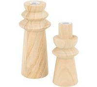 Atmosphera Duo de bougeoirs en bois – Beige
