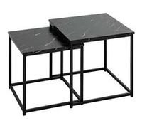 Duo de tables d'appoint effet marbre - Noir
