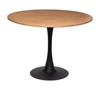 Atmosphera Table à manger ronde Elias D 102 cm 4 personnes – Plateau effet chêne, pied métal noir