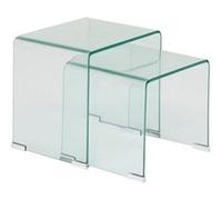 Atmosphera - Tables Gigognes Emboîtables Lenia, Lot de 2 - Verre Trempé Transparent, Pieds Chromés, L 51 x H 47 cm - pour Salon, Séjour, Entrée