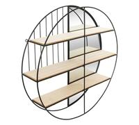 Atmosphera - Etagère murale avec miroir zina métal noir d56cm