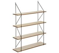 Atmosphera - Étagère Murale Iris 4 Niveaux, 60 x 81 cm, Effet Bois et Métal Noir - Meuble de Rangement pour Salon, Bureau, Chambre