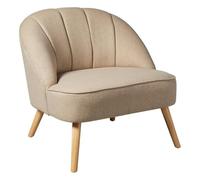 Atmosphera - Fauteuil Coquillage Naova Beige - L 78 x P 72 x H 71 cm - Tissu Déperlant, Pieds en Bois - pour Salon, Chambre