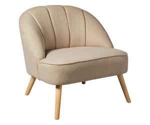 Atmosphera - Fauteuil Coquillage Naova Beige - L 78 x P 72 x H 71 cm - Tissu Déperlant, Pieds en Bois - pour Salon, Chambre