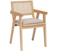 Fauteuil de table en bois et cannage KOLIA - Beige