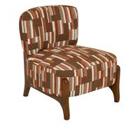 Fauteuil en chenille avec pieds en bois effet noyer CALIX - Marron