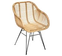 Atmosphera - Fauteuil Koeta en Rotin et Acier Noir - L 57,5 x P 60 x H 85 cm - Chaise Design pour Salon, Salle à Manger, Chambre