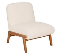 Atmosphera - Fauteuil Liora Blanc, Tissu Bouclette, L 61 x P 75 x H 76 cm, Pieds en Bois - pour Salon, Chambre, Bureau