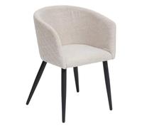 Atmosphera - Fauteuil Marlo Beige, Velours Matelassé, 55 x 55 x 76 cm, Pieds Métal - pour Salon, Chambre, Bureau
