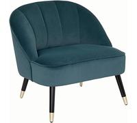 Atmosphera - Fauteuil Naova en Velours Bleu Canard