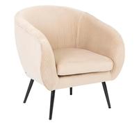 Atmosphera – Fauteuil Solaro velours côtelé L 74 x P 70 x H 78 cm assise déhoussable Beige