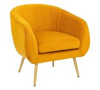 Atmosphera - Fauteuil Solaro Moutarde en Velours plissé