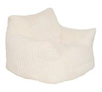 Atmosphera Fauteuil XL Muzi Velours Côtelé Blanc, Pouf Assise XXL Confort Moelleux, Salon, Chambre, Coin Lecture