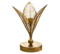 Atmosphera - Lampe à Poser LED Feuille Dorée H 25 cm, Métal Ajouré, Style Art Déco, À Piles - Pour Salon, Chambre, Bureau