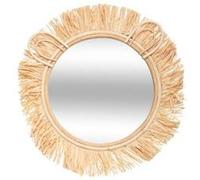 Miroir Lion Rotin, verre et raffia - D. 38 x P. 1 cm - Beige moyen