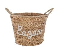 Atmosphera for Kids - Panier en Osier Brodé Bazar 38cm Blanc