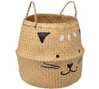 Atmosphera for Kids - Panier Pliable en Roseau "Chat" 38cm Naturel Beige