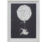 Atmosphera for Kids - Toile Imprimée "Espace" 31x41cm Bleu & Blanc G