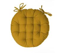 Atmosphera - Galette de Chaise Ronde en Coton Jaune Moutarde D38 cm