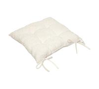 Atmosphera - Galette de Chaise Soana Effet Bouclette Blanc Ivoire, 38 x 38 cm, avec Liens d'attache - Coussin d'Assise pour Cuisine, Salle à Manger