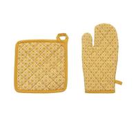 Atmosphera - Gant et manique imprimés Paty - Jaune Ocre - Coton