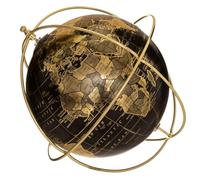 Atmosphera Globe terrestre Vintage Noir et Or - Mappemonde Design de Bureau - Structure pivotante en métal de diamètre 25 cm - Ameublement pédagogique et Cadeau de Classe