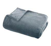 Atmosphera – Grand plaid en flanelle uni – 180 x 130 cm – Bleu Orage