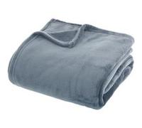 Atmosphera – Plaid uni en flanelle – 180x230 cm – Bleu Orage