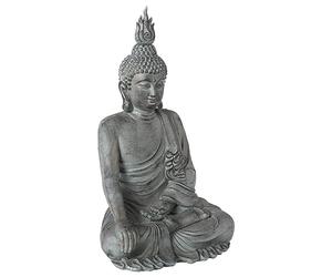 Atmosphera - Grande Statue Bouddha Assis Gris Effet Pierre H 106 cm - pour Décoration Zen, Intérieur, Salon, Entrée