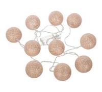 Atmosphera - Guirlande LED enfant Glitter 10 boules, coton et cuivre, rose, L175-5 cm