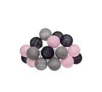 Atmosphera - Guirlande LED à piles 16 boules - Rose/gris
