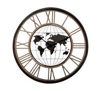 Horloge murale avec mappemonde et chiffres romains, mécanisme silencieux, Ø 67 cm - Atmosphera