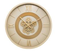 Atmosphera - Horloge Murale Mécanique Guiliana, Métal Beige et Doré, 50 cm, Engrenages Mobiles Visibles - pour Salon, Bureau, Entrée