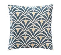 Atmosphera - Housse de Coussin - Coton et Chenille -Motifs brodés - Bleu - 40x40 cm