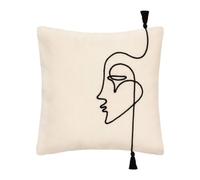 Atmosphera - Housse de coussin Visage - Coton et corde - Ivoire 40x40 cm