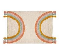 Tapis enfant rectangulaire à pompons Arc en ciel - 100 x 150 cm - Multicolore