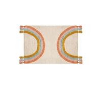 Tapis enfant rectangulaire à pompons Arc en ciel - 100 x 150 cm - Multicolore