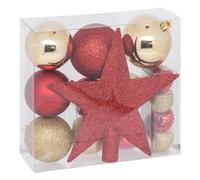 Atmosphera - Kits de Boules de Noël avec Cimier - Décoration de fêtes pour Sapin de Noël - 18 pièces Rouge/Doré