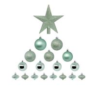 Atmosphera - Kits de Boules de Noël avec Cimier - Décoration de fêtes pour Sapin de Noël - 18 Pièces Vert Amande