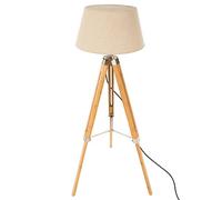 Lampadaire trépied ""Runo"" bambou blanc ivoire H145cm - Atmosphera Créateur d'intérieur