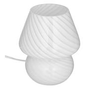 Atmosphera - Lampe à poser Champignon Cara - Verre strié blanc, H 18,5 cm, style rétro