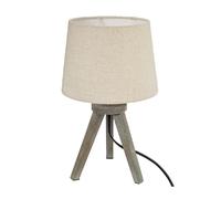 Atmosphera – Lampe à poser Alexis – Trépied bois, Abat-jour lin ivoire H31 cm