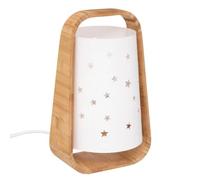 Atmosphera - Lampe à Poser Enfant Étoiles Blanche - D. 15 x H 27 cm - Base Bambou, Abat-Jour Papier - Pour Chambre, Veilleuse, Lampe de Chevet