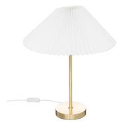 Atmosphera - Lampe à Poser Jiling H 47 cm Blanche et Dorée, Pied en Métal, Abat-jour Plissé - Pour Salon, Chambre, Bureau