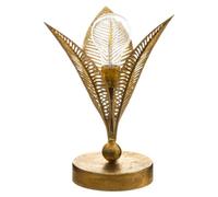 Atmosphera - Lampe à Poser LED Feuille Dorée H 25 cm, Métal Ajouré, Style Art Déco, À Piles - Pour Salon, Chambre, Bureau