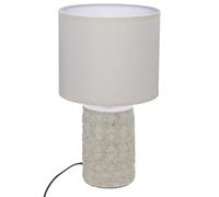 Atmosphera - Lampe de Chevet Melo - Ivoire et Blanc - D 19 x H 34 cm - Pied en Céramique Texturé, Abat-Jour en Coton - Pour Chambre, Salon, Bureau