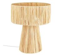 Atmosphera - Lampe à Poser Orane Beige en Raphia, D 28 x H 34 cm, Style Bohème - Pour Salon, Chambre, Bureau, Luminaire de Chevet